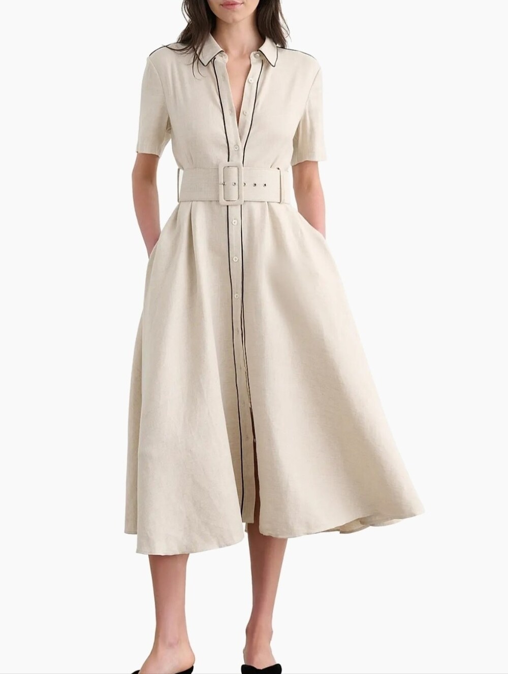 Toccin Jean Linen-Blend Midi-Shirtdress